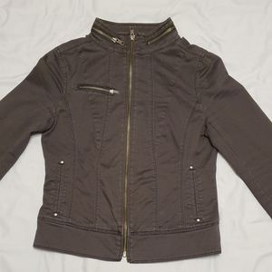 Express Mock Neck Zip-Up Jacket, Slate Grey, sz 0